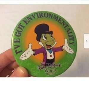 Disney Trading PIN Jiminy Cricket Disney World Promo Pinback Button Souvenir Ad
